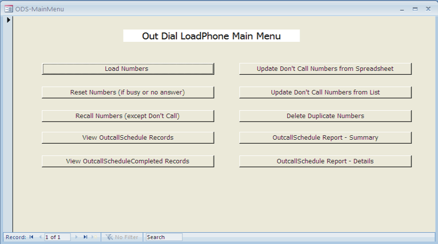 CALLMaster Out Dial LoadPhone Menu