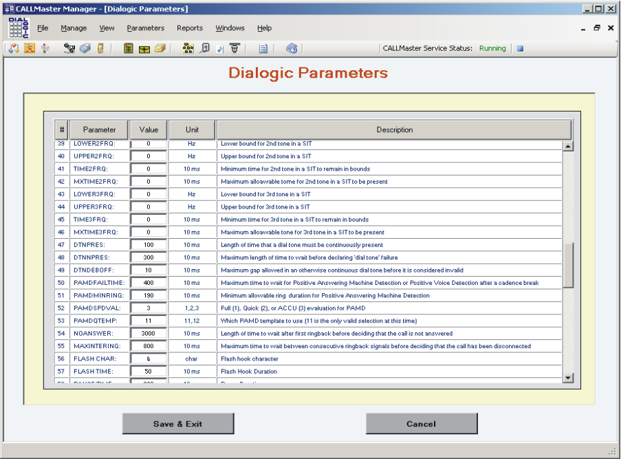 CALLMaster Manager - Parameters - Dialogic3