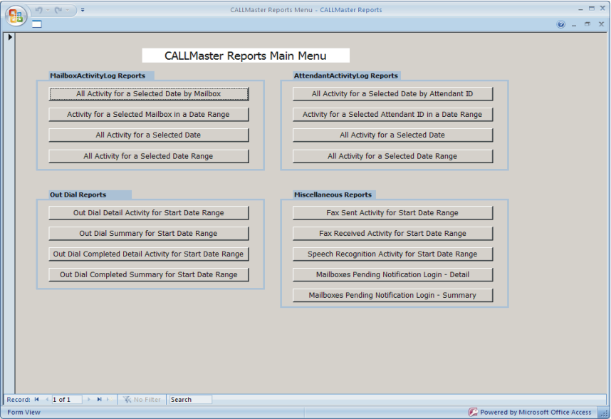 CALLMaster Reports