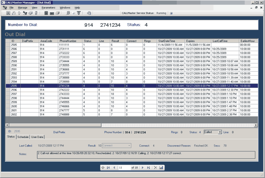 Managing OutcallSchedule