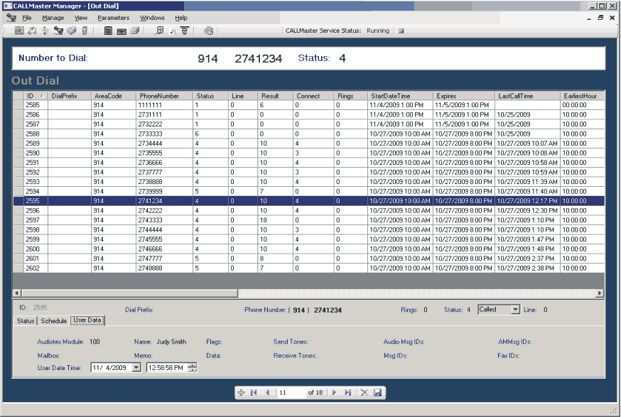 Managing Out Dial - User Data